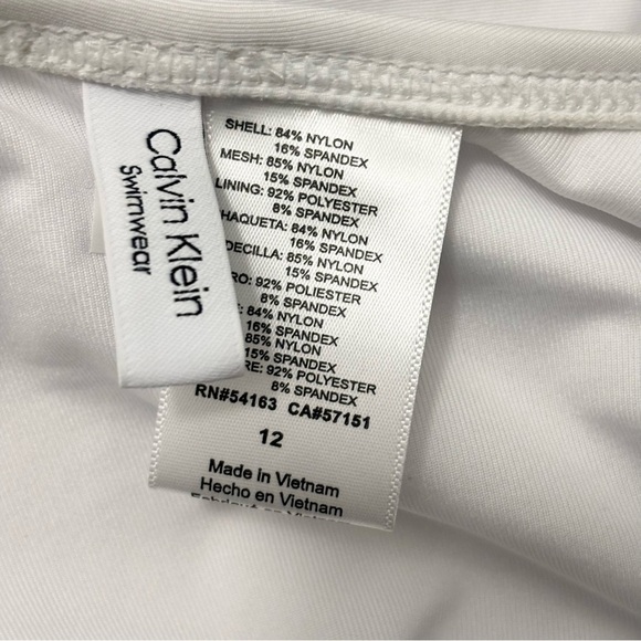 Calvin Klein One Piece Swimsuit Compression Stretch White Size 12 - Picture 6 of 7